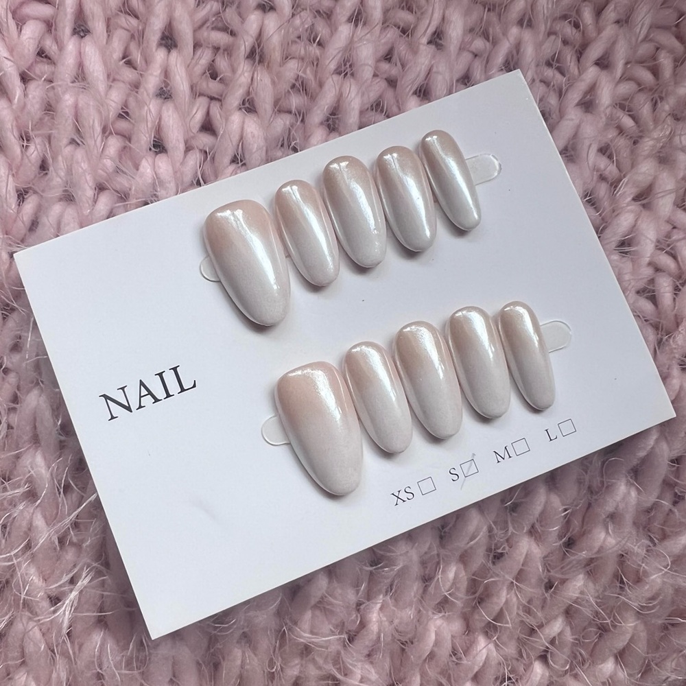 Pearlescent Nude Hand Made Press-On Nails
